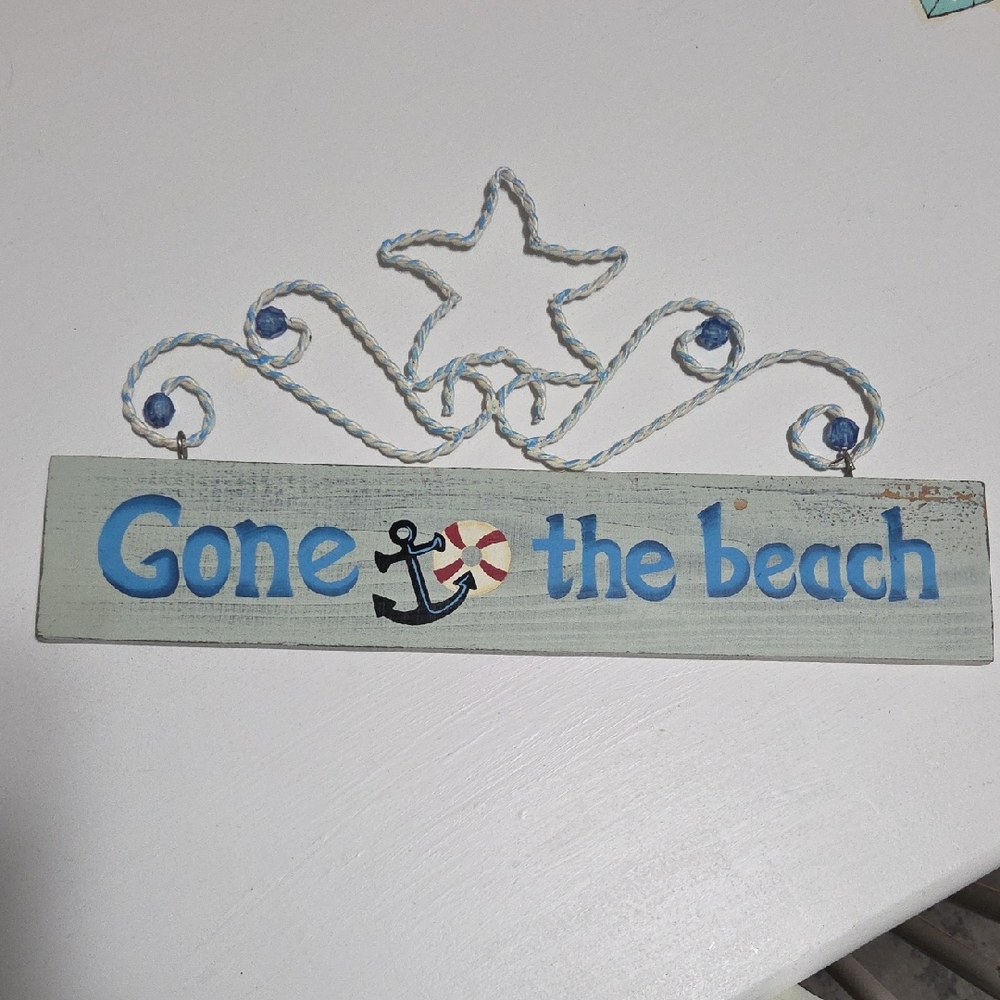 Wood And Metal Beach Sign
